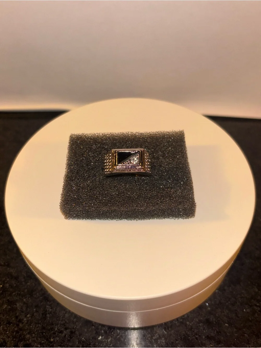 Silver Square black / 0.5 carat moissanite ring- Silver